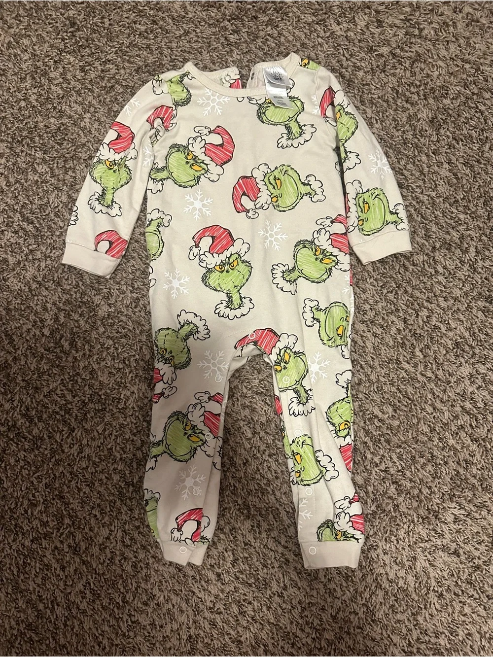 Grinch Holiday Print Kids One-Piece Pajamas - Green